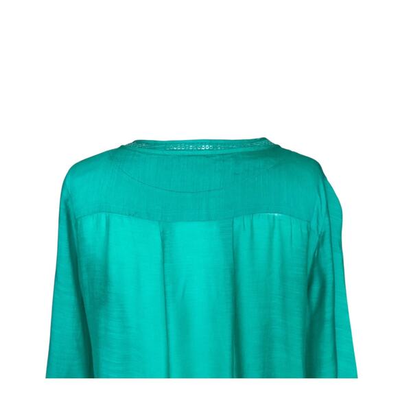 Chico's Green Sequin Shimmer Calley Top 3/4 Sleeve Button Front Women's Size 32 - Picture 6 of 9